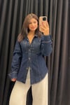 Belden Oturmalı Denim Gömlek