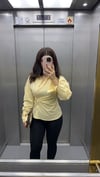Bele Oturan Asimetrik Gömlek - Sarı