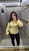 Bele Oturan Asimetrik Gömlek - Sarı