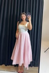 Beli Lastikli Astarlı Volanlı Etek - Pembe