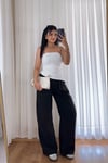 Beli Lastikli Tensel Siyah Pantolon