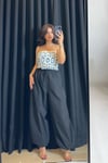 Beli ve Paçası Lastikli Poplin Kumaş Şalvar Pantolon
