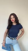 Bella Bisiklet Yaka Basic Tshirt - Lacivert