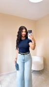 Bella Bisiklet Yaka Basic Tshirt - Lacivert