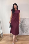 Benefy Vatkalı Modal Elbise - Bordo