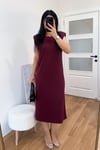 Benefy Vatkalı Modal Elbise - Bordo