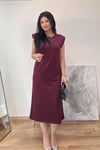 Benefy Vatkalı Modal Elbise - Bordo