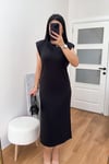 Benefy Vatkalı Modal Elbise - Siyah