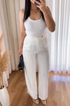 Beyaz Taş İşlemeli Pantolon