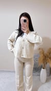 Bloom Triko Pantolon Hırka Takım - Krem