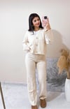 Bloom Triko Pantolon Hırka Takım - Krem