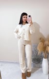 Bloom Triko Pantolon Hırka Takım - Krem