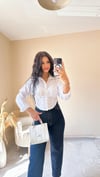 Blouse Korse Detaylı Beyaz Gömlek