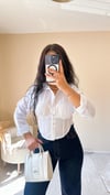 Blouse Korse Detaylı Beyaz Gömlek