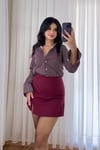 Bordo Çizgili Poplin Slim Fit Gömlek