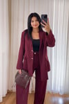 Bordo Gold Düğmeli Blazer Takım