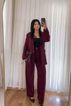 Bordo Gold Düğmeli Blazer Takım