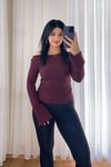Bordo İspanyol Kol basic Bluz 