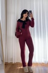 Bordo İspanyol Paça Tayt Pantolon