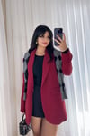 Bordo Oversize Blazer Ceket