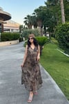 Camel Omuzdan Düğümlü Elbise