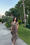 Camel Omuzdan Düğümlü Elbise