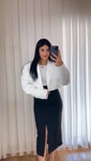 Chloe Vatkalı Beyaz Mini Blazer Ceket