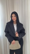Chloe Vatkalı Siyah Mini Blazer Ceket