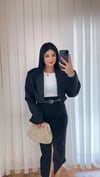 Chloe Vatkalı Siyah Mini Blazer Ceket