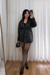 Deri Kemerli Blazer Ceket