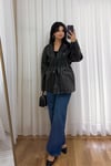 Deri Kemerli Blazer Ceket