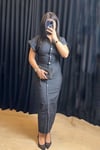 Drapeli Denim Elbise