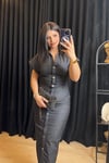 Drapeli Denim Elbise