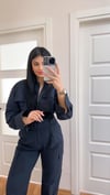 Fiona Paraşüt Kumaş Takım - Lacivert