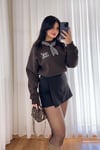 Fular Detaylı Leopar Nakışlı 3 İplik Şardonlu Sweatshirt