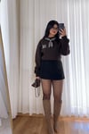 Fular Detaylı Leopar Nakışlı 3 İplik Şardonlu Sweatshirt