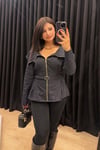 Geniş Yaka Kemerli Denim Ceket