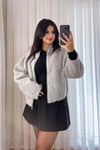 Gri Kırçıllı Oversize Ceket