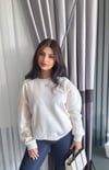 Hannah 3 İplik Şardonlu Sweatshirt - Beyaz
