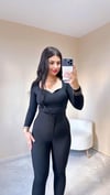 Healt Kalp Yaka Siyah Bodysuit
