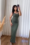 İnce Askılı Maxi Boy Elbise - Zümrüt Yeşil