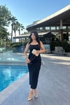 İnce Askılı Siyah Elbise