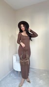 İsabella Kare Yaka Elbise - Kahve