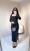 İsabella Kare Yaka Elbise - Siyah