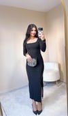 İsabella Kare Yaka Elbise - Siyah