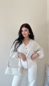 Jasmin Çizgili Keten Gömlek