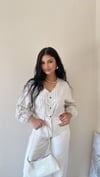 Jasmin Çizgili Keten Gömlek
