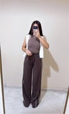 Jisy Şeritli Modal Pantolon - Kahve