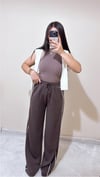 Jisy Şeritli Modal Pantolon - Kahve
