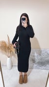 Joanna Siyah Bisiklet Yaka Örme Elbise